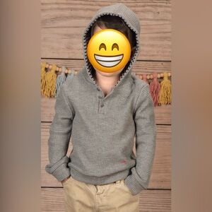 Splendid Gray Hooded Waffle Knit Pullover Shirt